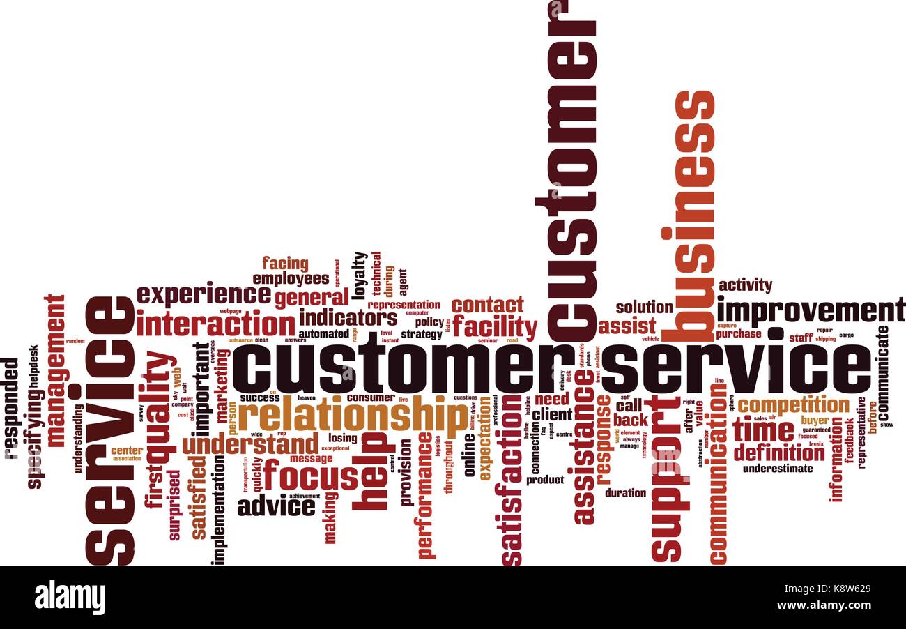 Assistenza clienti parola concetto di cloud computing. Illustrazione Vettoriale Illustrazione Vettoriale