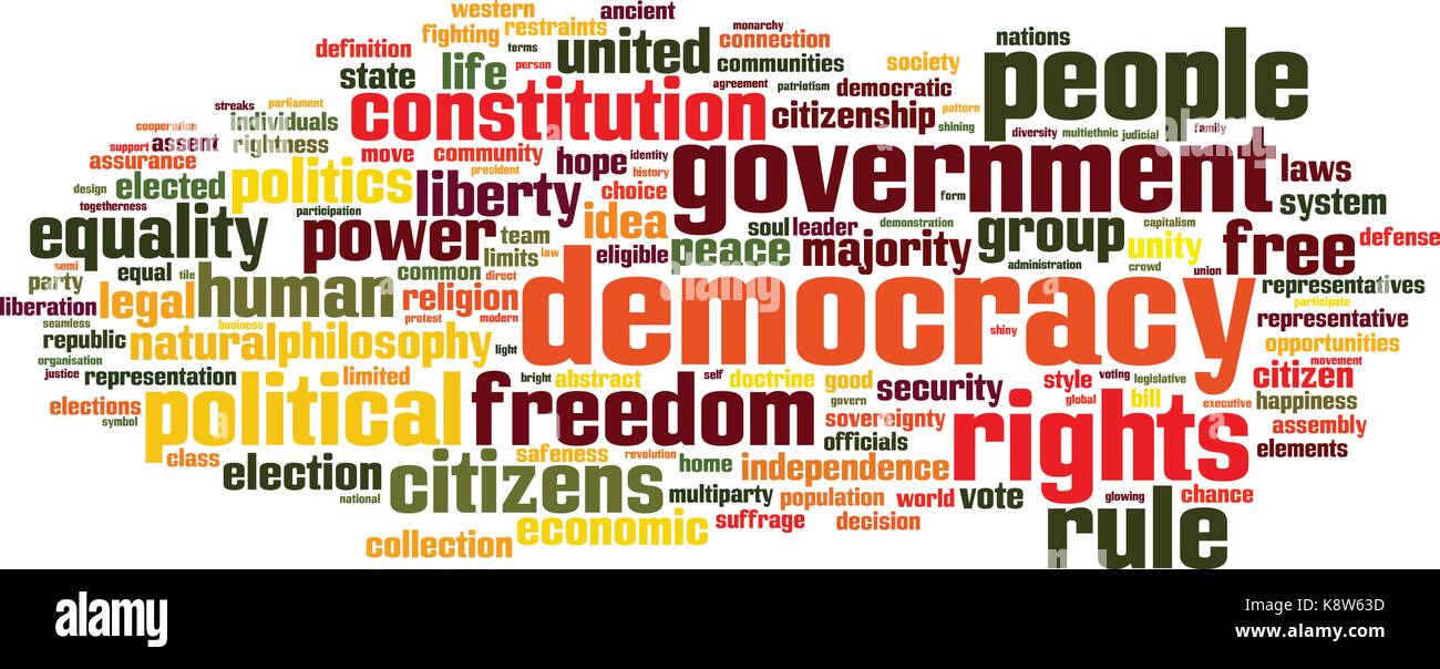 La democrazia parola concetto cloud. illustrazione vettoriale Illustrazione Vettoriale