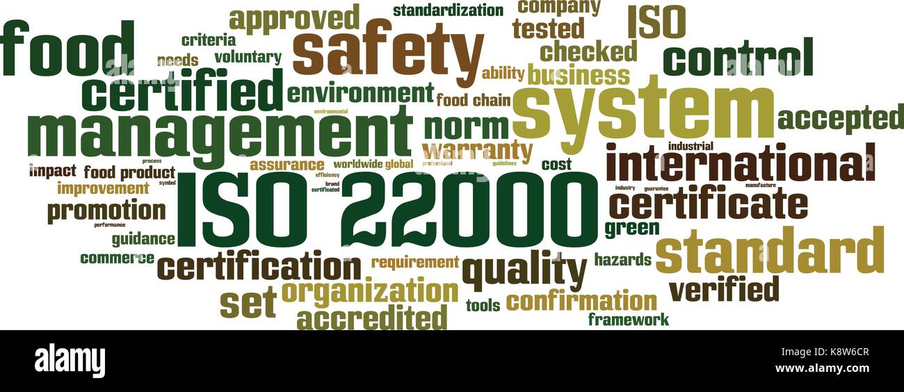Iso 22000 parola concetto cloud. illustrazione vettoriale Illustrazione Vettoriale