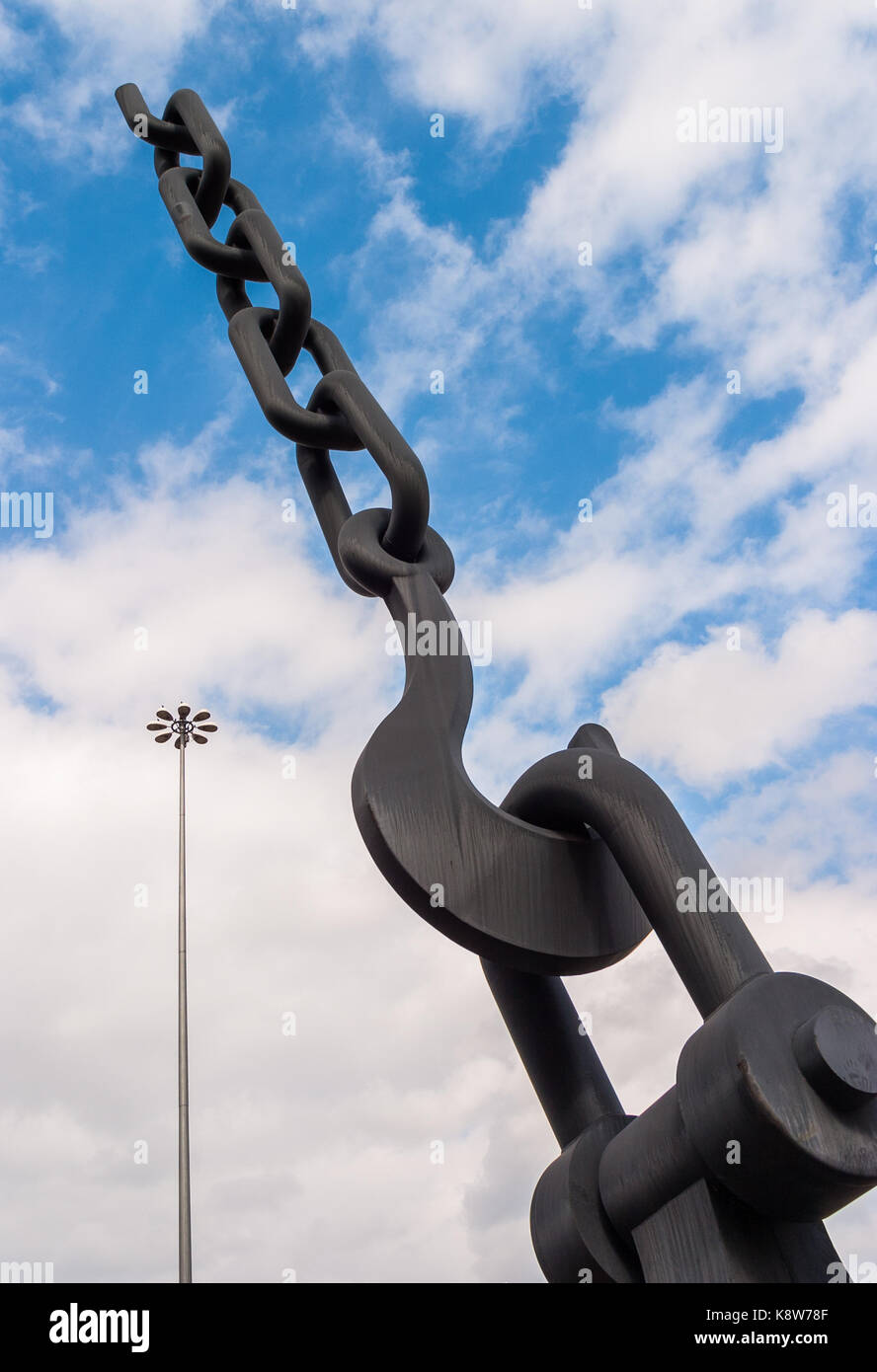 La sky-hook scultura a Salford Quays Foto Stock