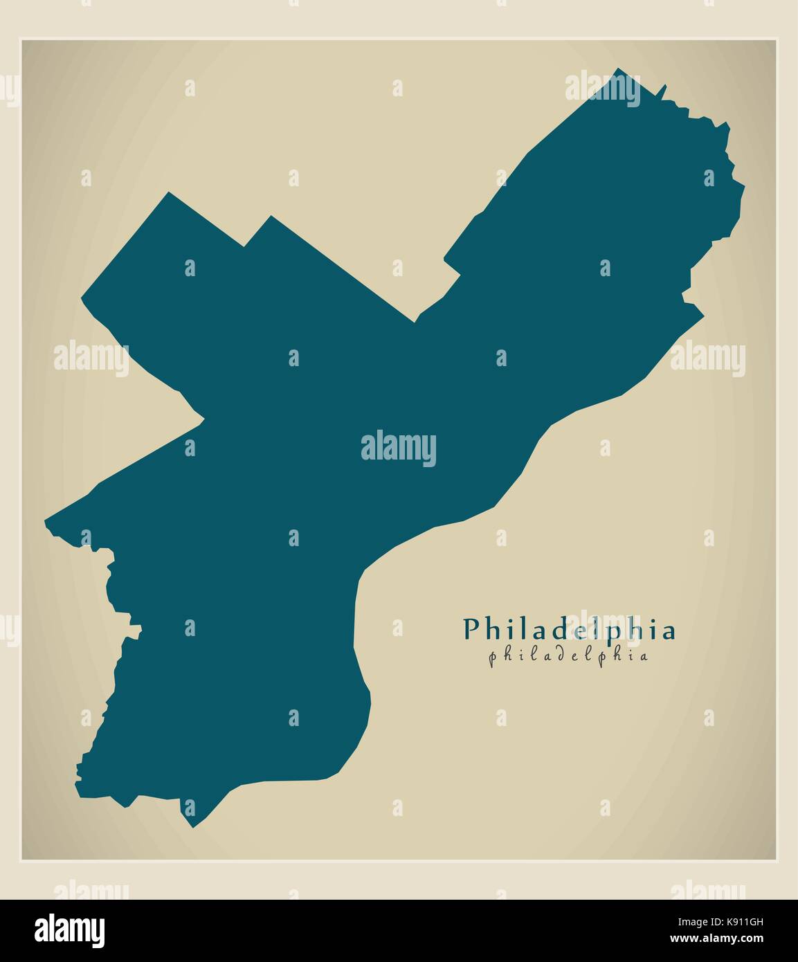 Mappa moderno - Philadelphia città degli Stati Uniti d'America Illustrazione Vettoriale