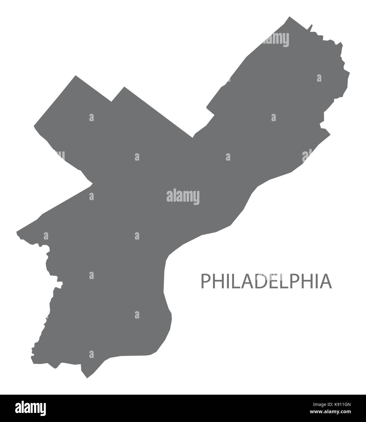 Philadelphia city mappa illustrazione grigio forma silhouette Illustrazione Vettoriale