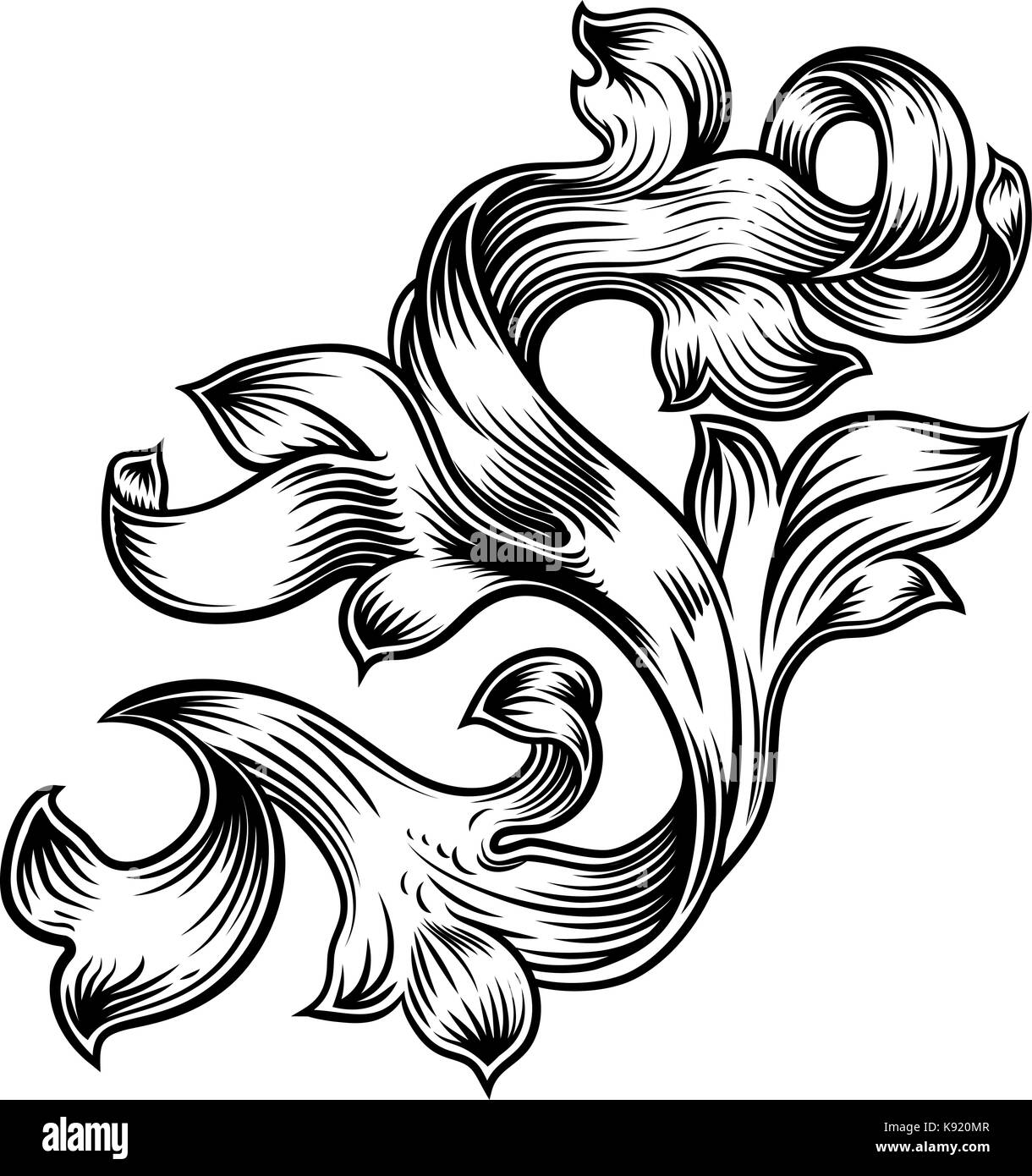 Scorrere la filigrana floreali pattern design araldica Illustrazione Vettoriale Scorrere la filigrana floreali pattern design araldica Illustrazione Vettoriale