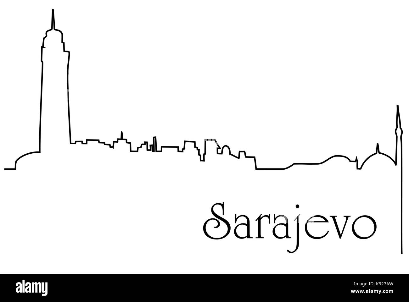 La città di Sarajevo un disegno della linea Illustrazione Vettoriale