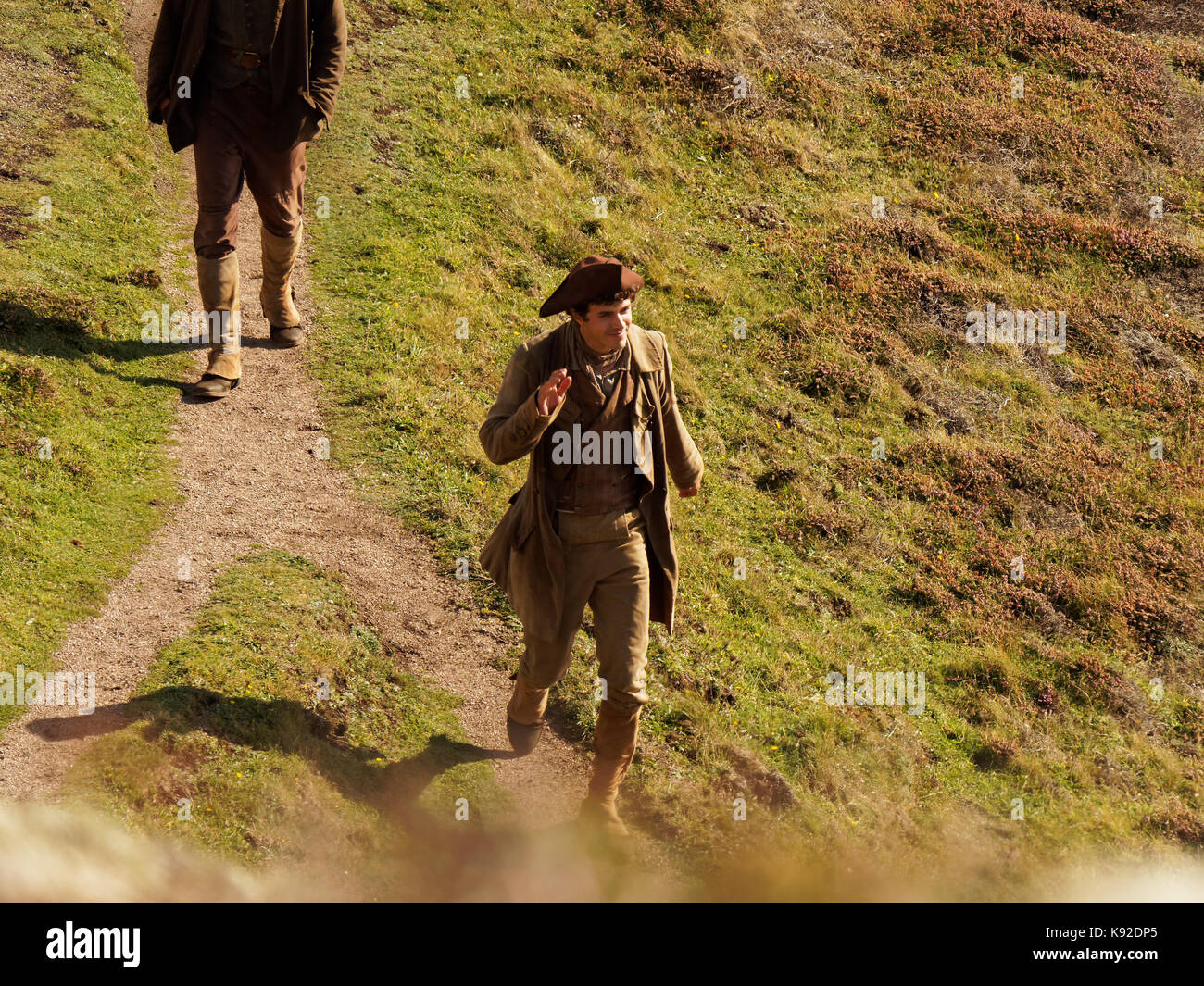 Poldark posizione di ripresa per la serie 4 2018 porthgwarra cove, 18 settembre 2017, Cornwall, Regno Unito. Foto Stock