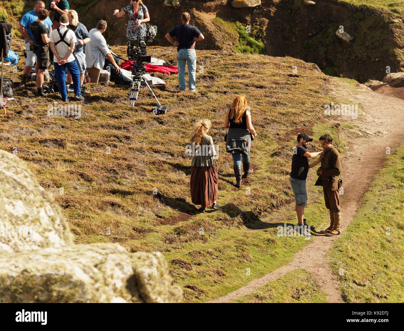 Poldark posizione di ripresa per la serie 4 2018 porthgwarra cove, 18 settembre 2017, Cornwall, Regno Unito. Foto Stock