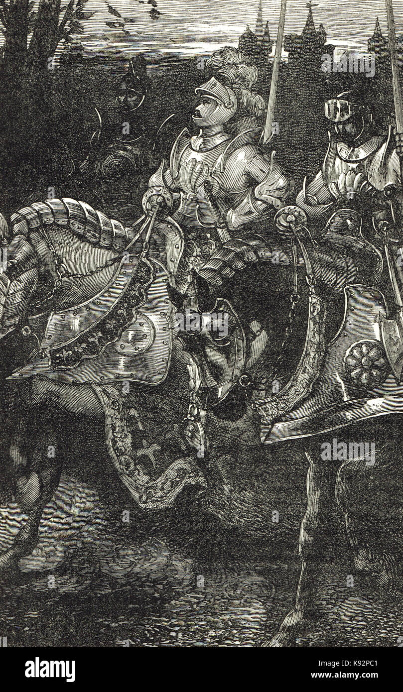 Hotspur alla battaglia di Otterburn, 1388 Foto Stock