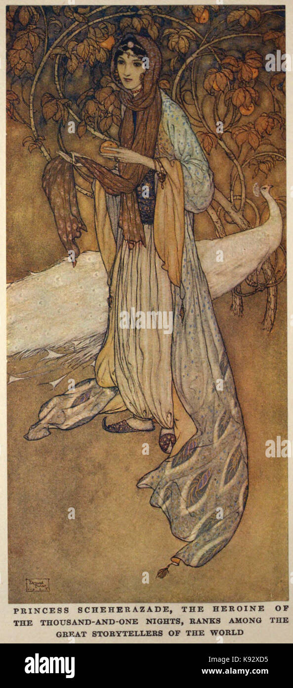 Edmund Dulac illustrazione - Principessa Sherazade, il herone delle mille e una notte, si colloca tra i grandi narratori del mondo Foto Stock
