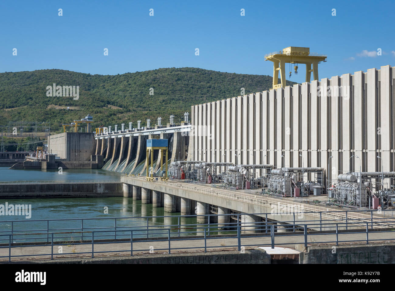 La Romania, il fiume Danubio, iron gate lock n.1 & centrale idroelettrica Foto Stock