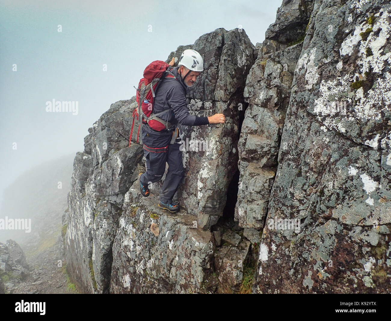 Battuta di arrampicata percorso sul Ben Nevis, Scozia, Highlands scozzesi Foto Stock