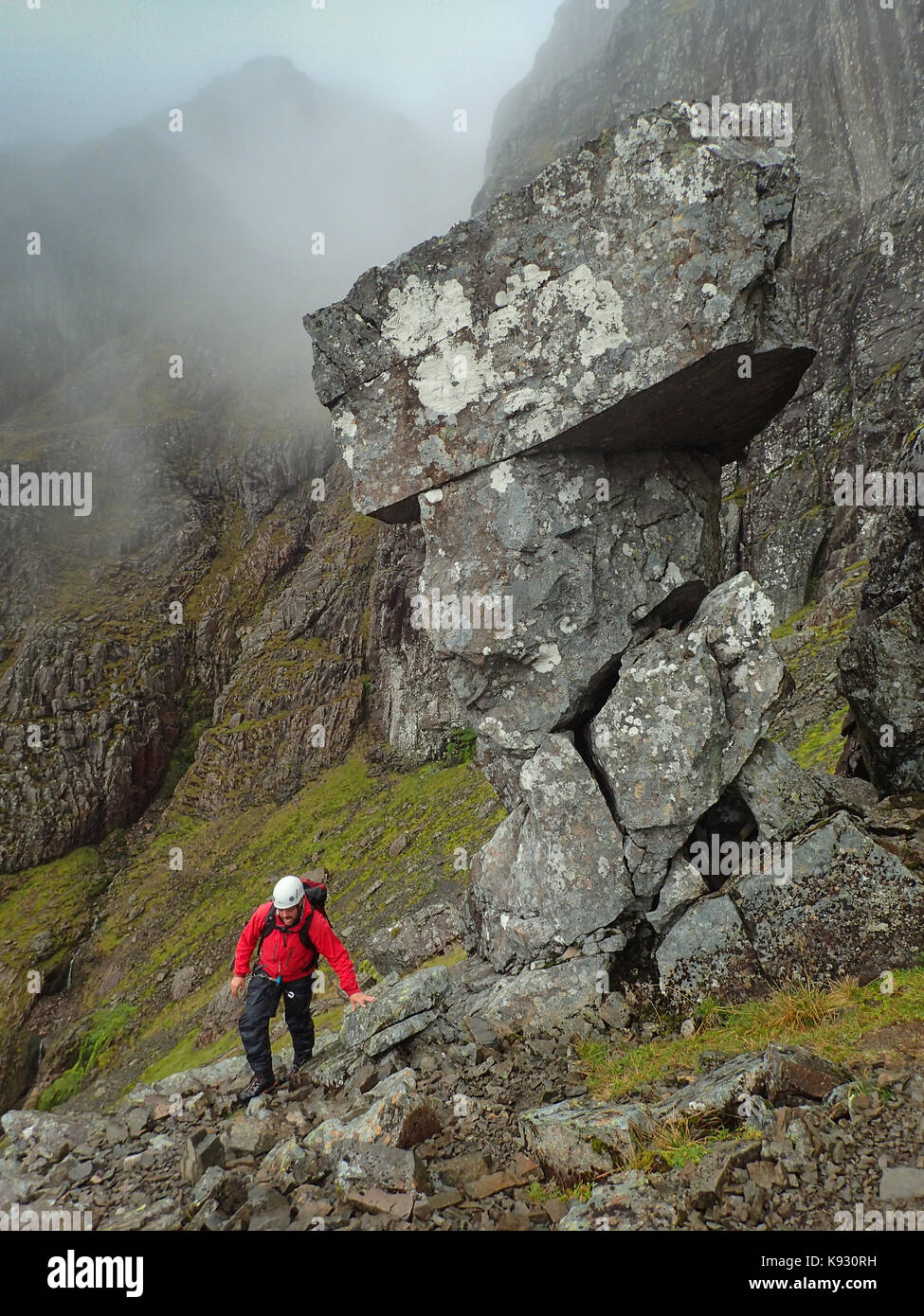 Battuta di arrampicata percorso sul Ben Nevis, Scozia, Highlands scozzesi Foto Stock