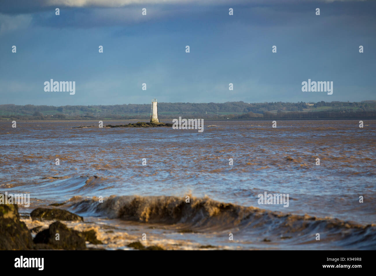 Charston rock lighthouse, fiume Severn. Foto Stock