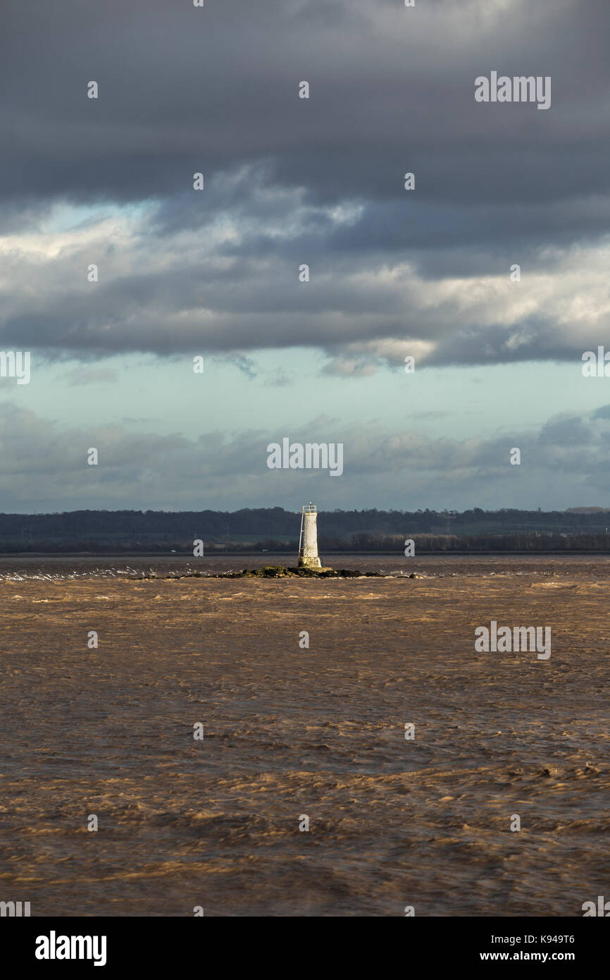 Charston rock lighthouse, fiume Severn. Foto Stock