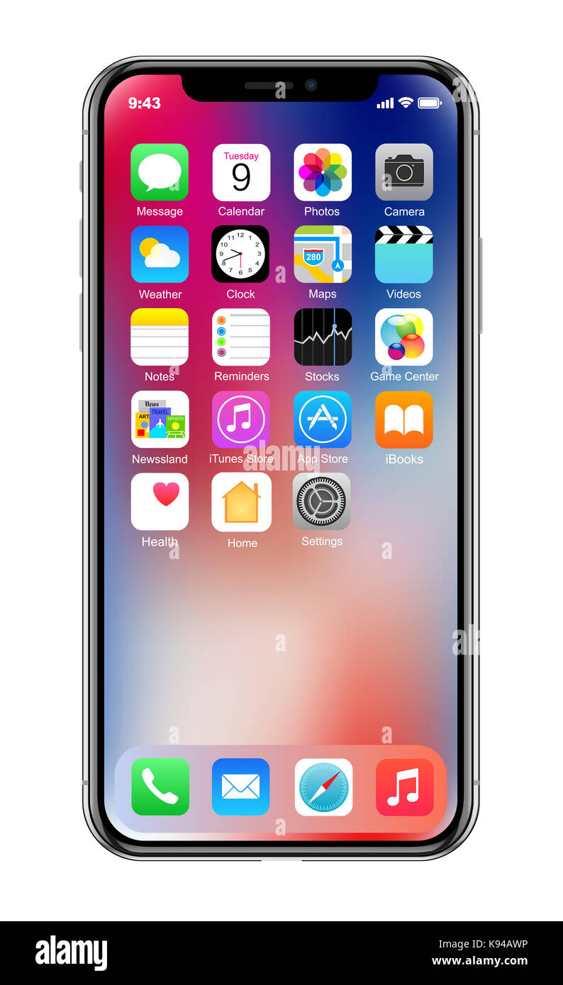 Nuovo di zecca realistico nero telefono cellulare smartphone in Apple iPhone x Foto Stock