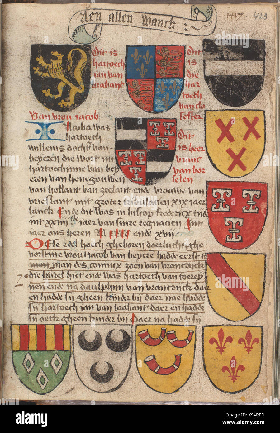 Kattendijkekroniek (ca. 1491) KB KW 1900 A 008, folium 423r Foto Stock