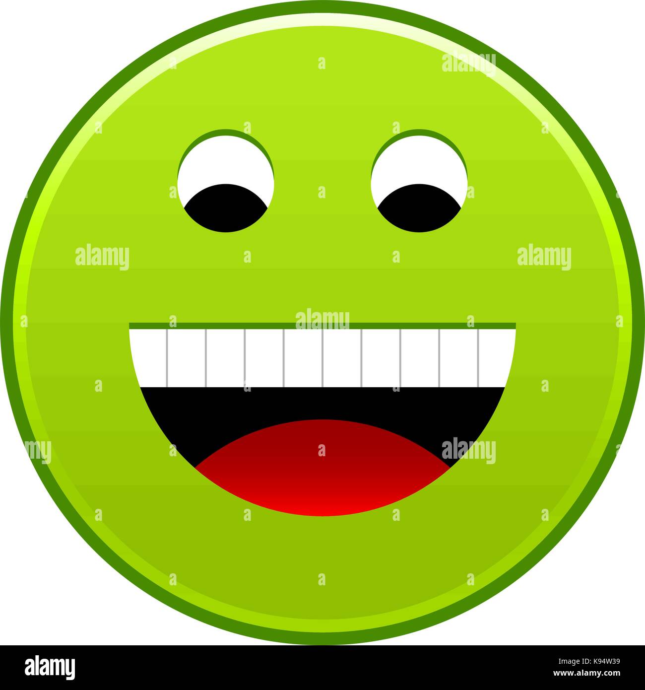 Il verde volto sorridente allegro smiley emoticon felice. rapido e semplice forma recolorable isolato dal background. illustrazione vettoriale di un elemento grafico Illustrazione Vettoriale