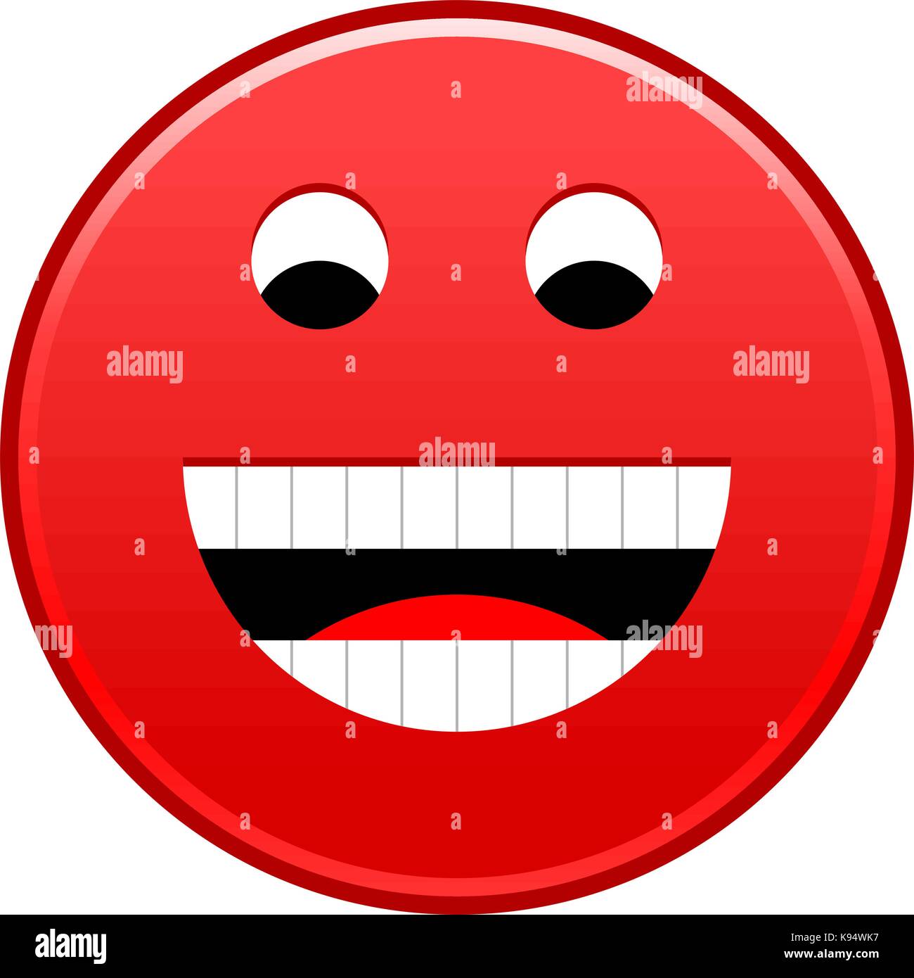 Red volto sorridente allegro smiley emoticon felice. rapido e semplice forma recolorable isolato dal background. illustrazione vettoriale di un elemento grafico Illustrazione Vettoriale