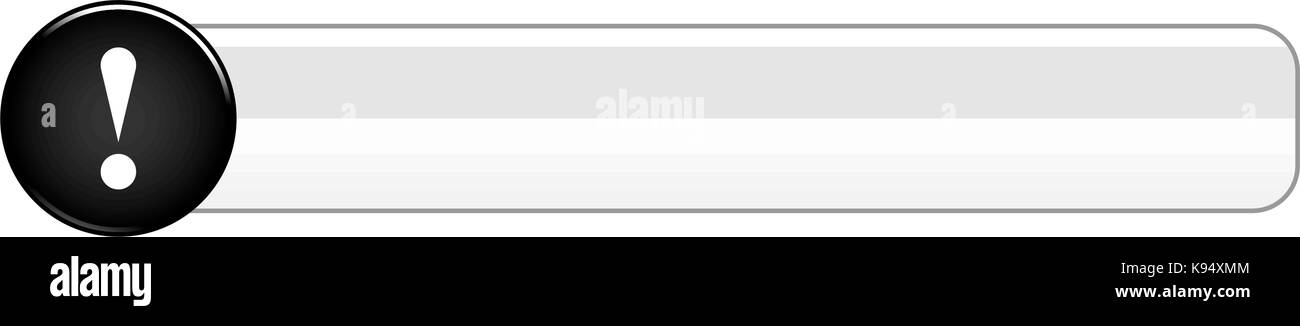 Nero lucido il tasto punto esclamativo segno icona di avvertimento. illustrazione vettoriale di un elemento grafico per il web design internet Illustrazione Vettoriale