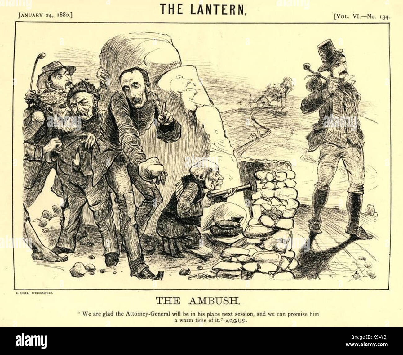 Affare Koegas Upington sotto attacco dal leader liberale lanterna 1880 Foto Stock