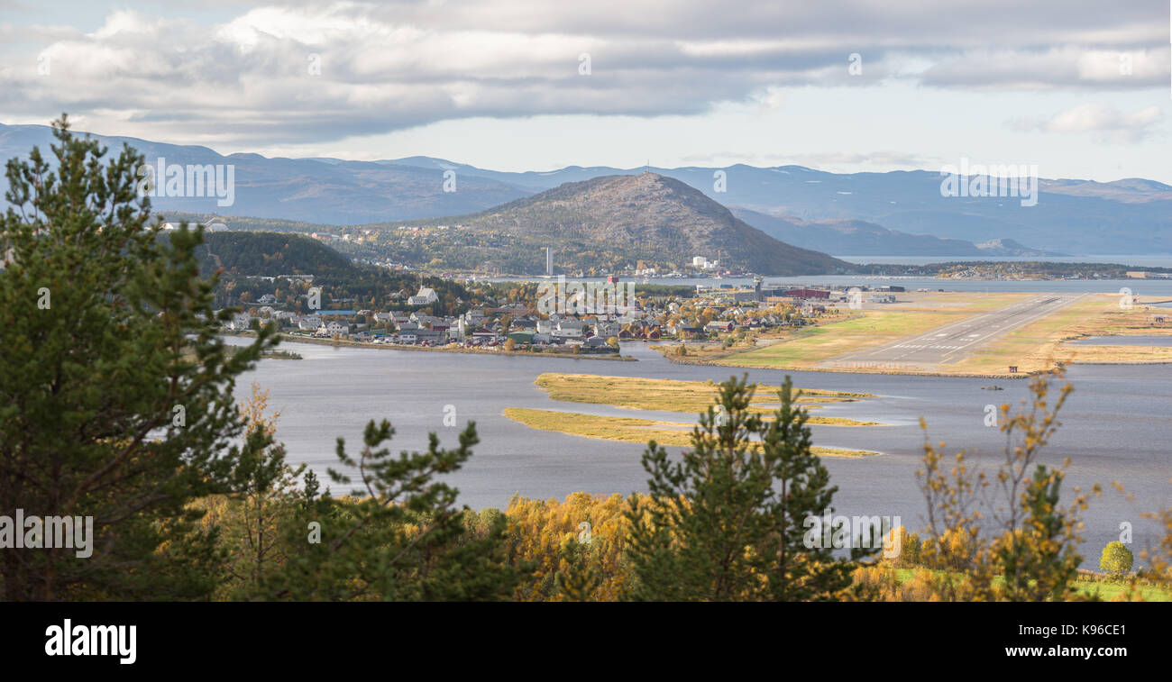 Vista panoramica della città alta in Finnmark Norvegia Foto Stock