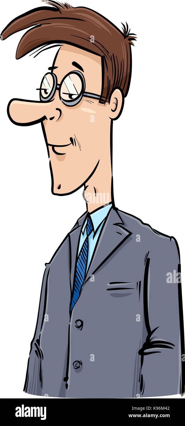 Illustrazione di disegno del giovane imprenditore caricatura di caratteri Illustrazione Vettoriale