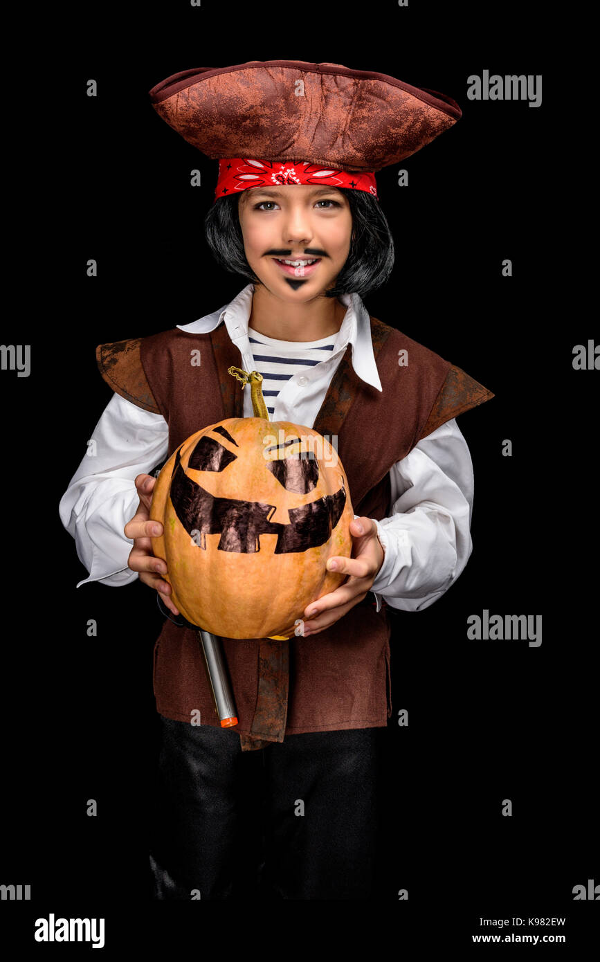 Poco pirata con zucca di Halloween Foto Stock