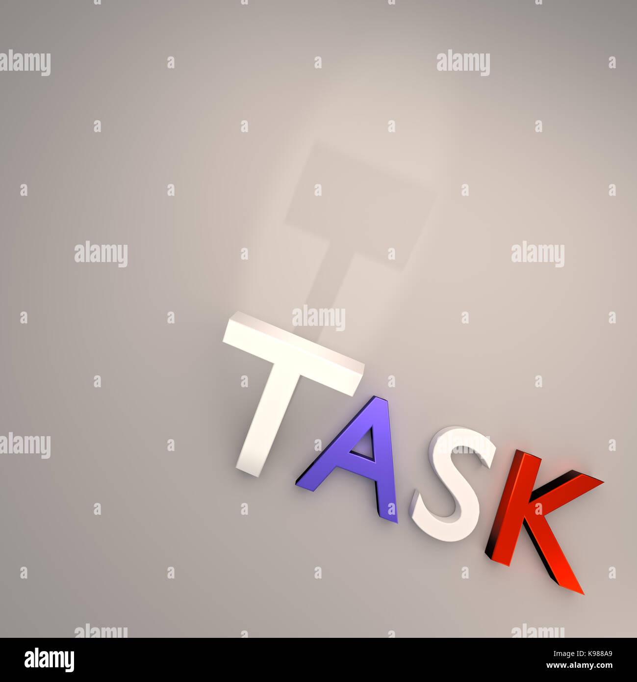 3D rendering di astratta "compito" parole segno Foto Stock
