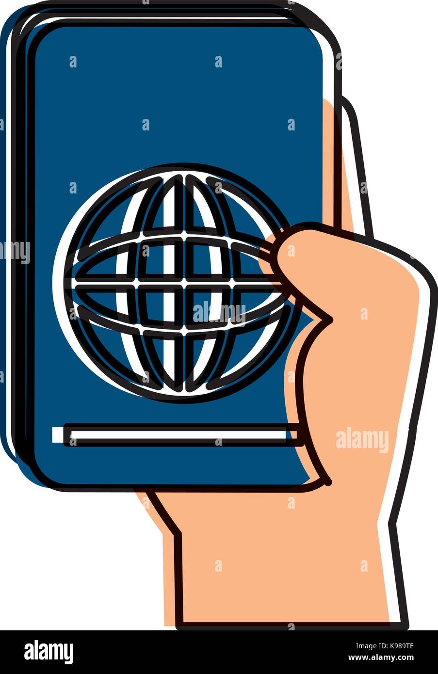 Lato umano con passaporto documento icona isolato illustrazione vettoriale design Illustrazione Vettoriale