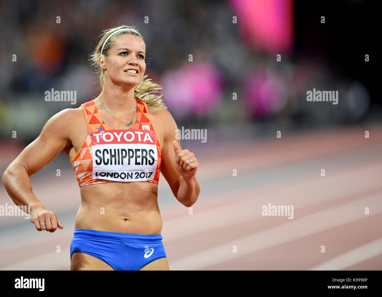Dafne Schippers (Paesi Bassi). Medaglia d'oro di 200 metri - Campionati del mondo di atletica IAAF - Londra 2017 Foto Stock