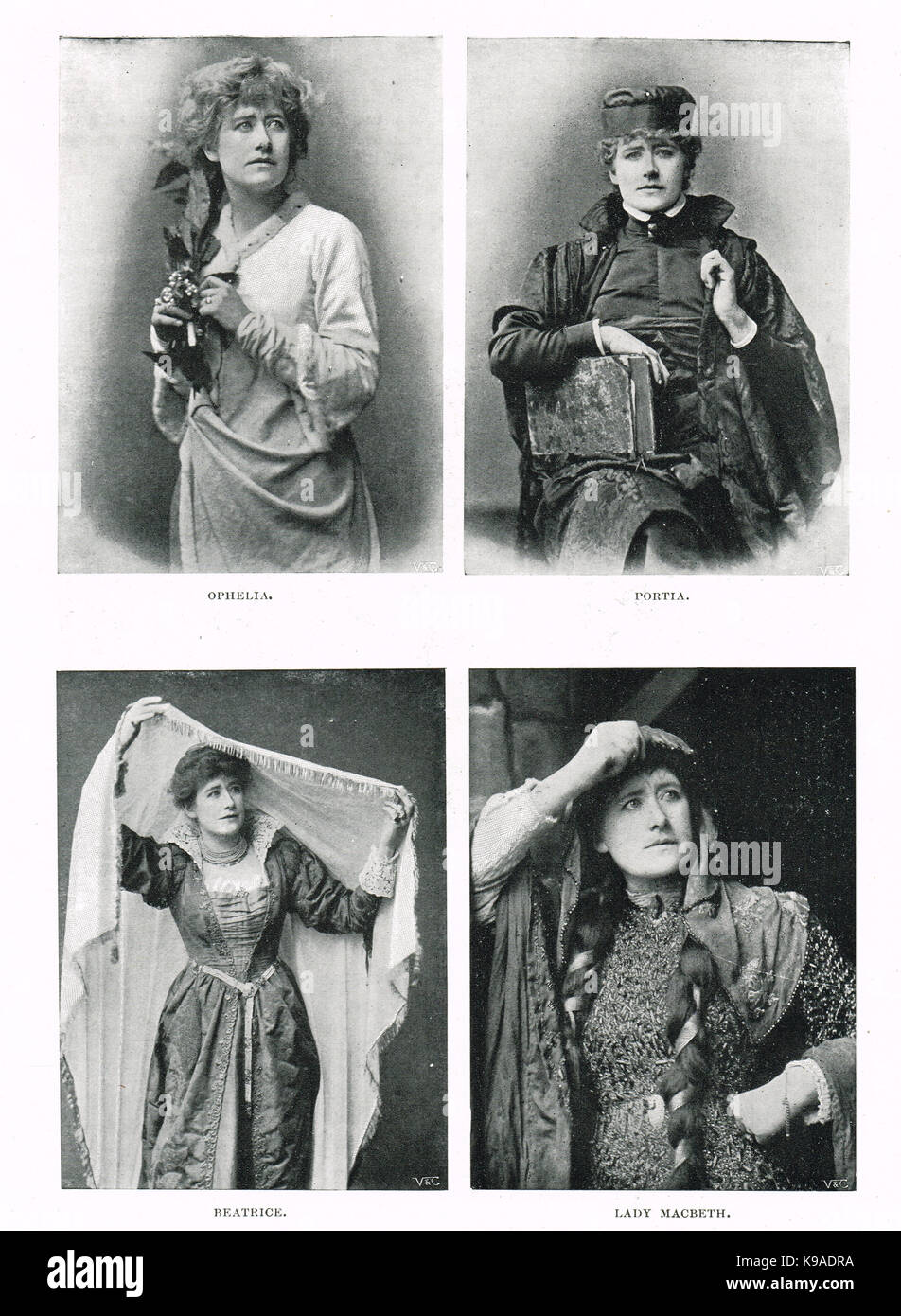Ellen Terry in alcuni dei suoi famosi ruoli shakespeariano, circa 1892 Foto Stock