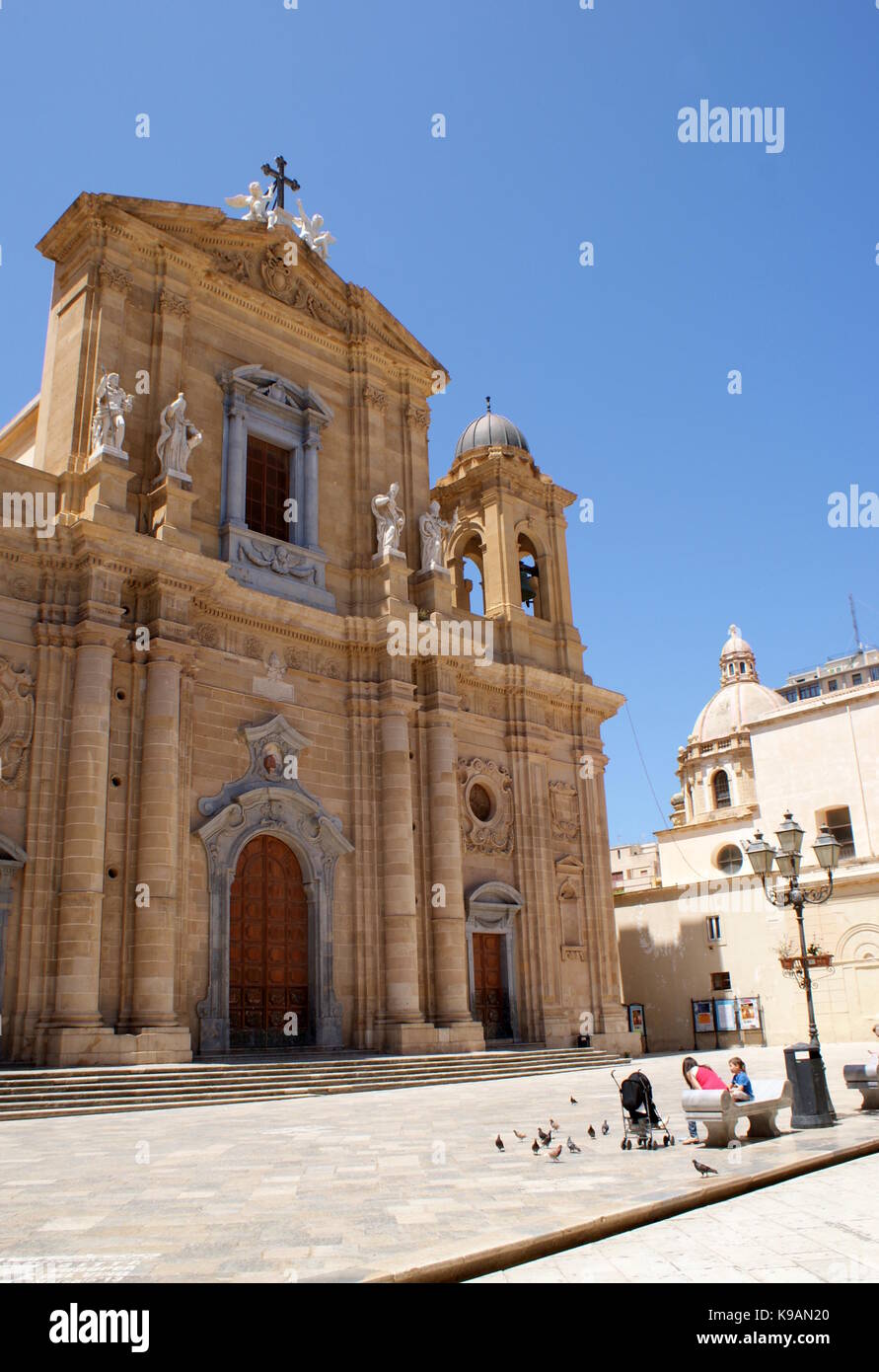 Marsala cattedrale dedicata a San Tommaso di Canterbury, Marsala, Sicilia, Italia Foto Stock
