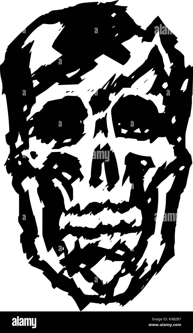 Si è schiantato teschio umano. horror carattere. creepy,maschera. illustrazione vettoriale Illustrazione Vettoriale