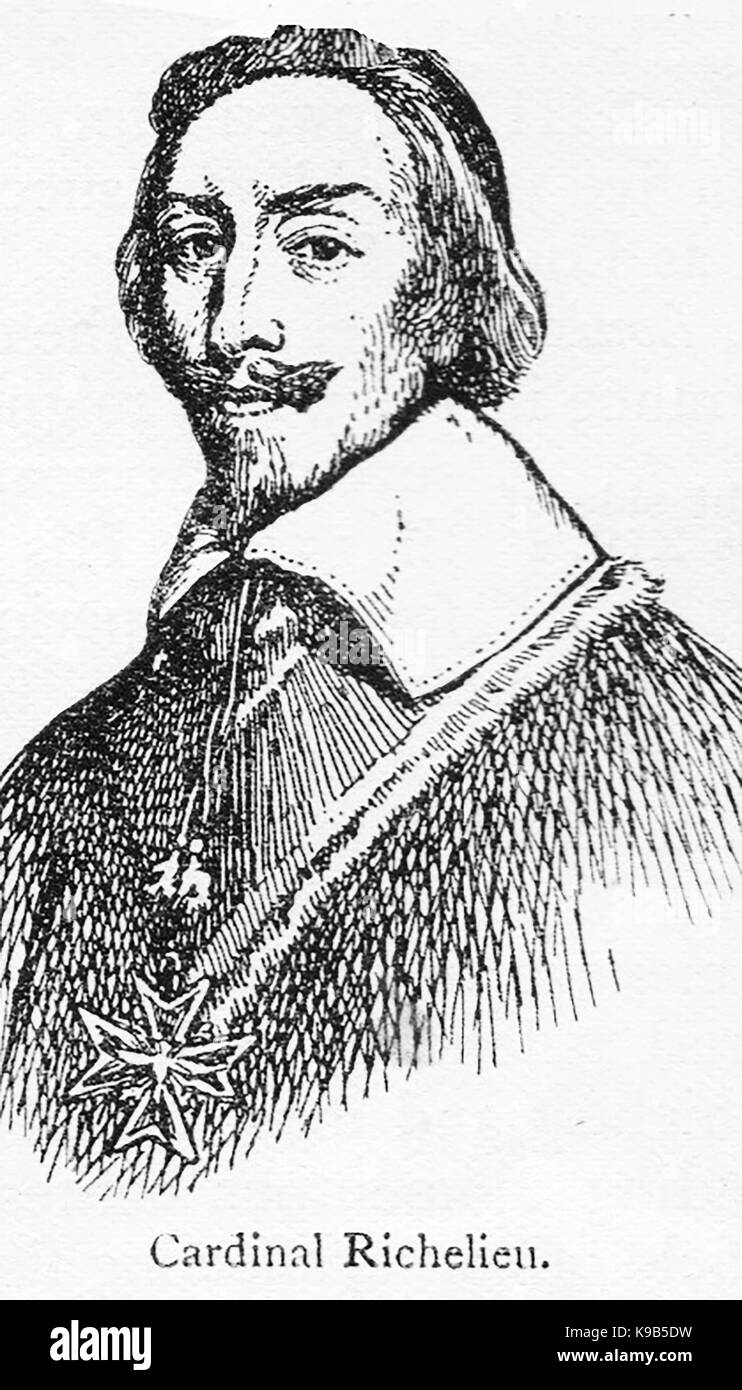 Un 1910 schizzo ritratto del cardinale Richelieu (Armand Jean du Plessis - Duca di Richelieu e Fronsac) Foto Stock