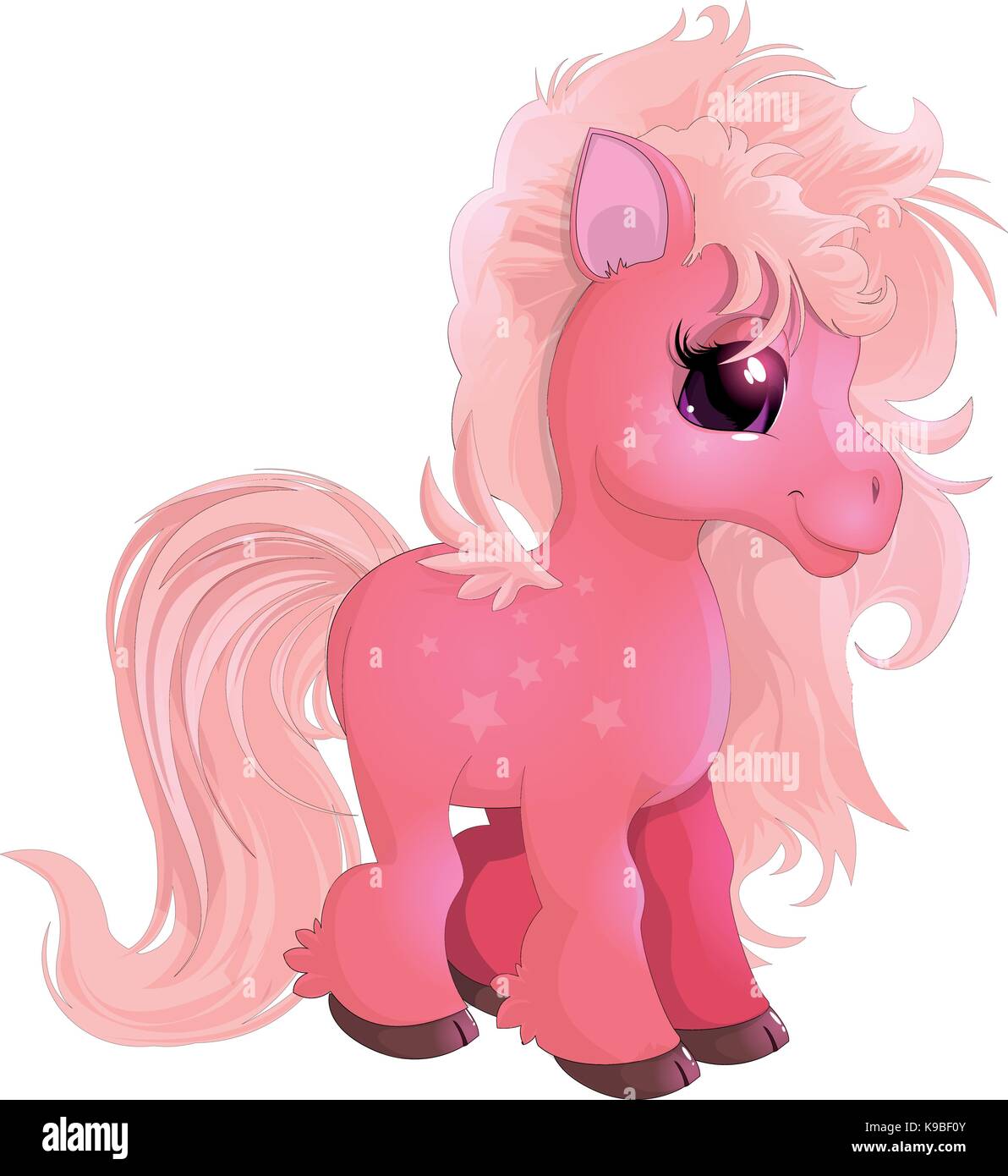 Poco bello pony rosa su sfondo bianco Immagine e Vettoriale - Alamy