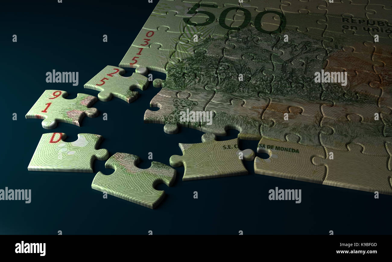 Argentina pesos puzzle su sfondo blu Foto Stock