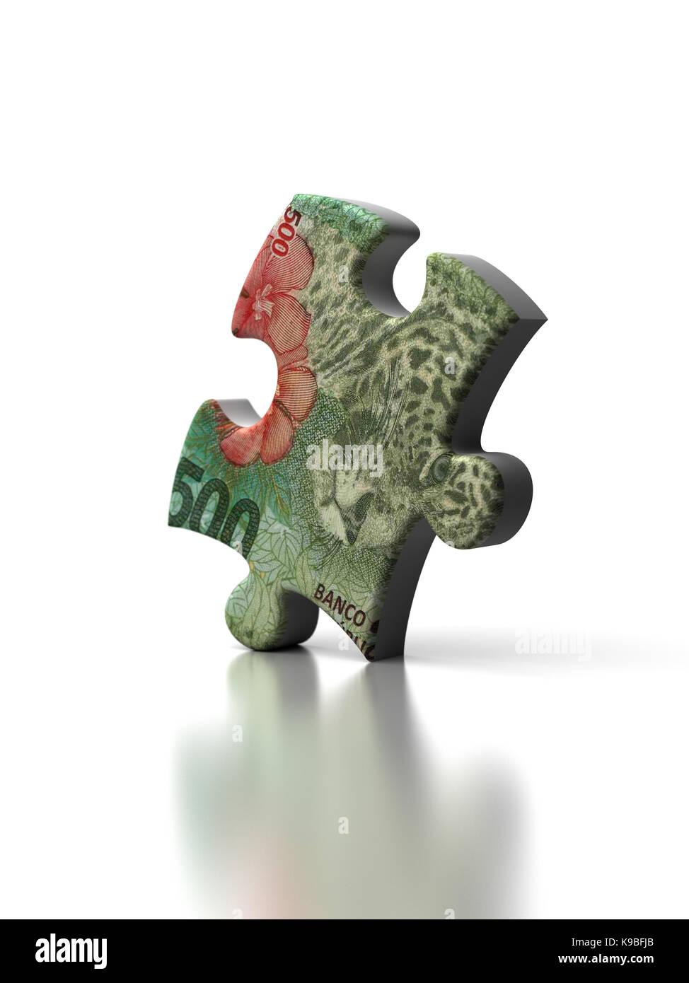 Single argentina pesos puzzle su sfondo bianco Foto Stock