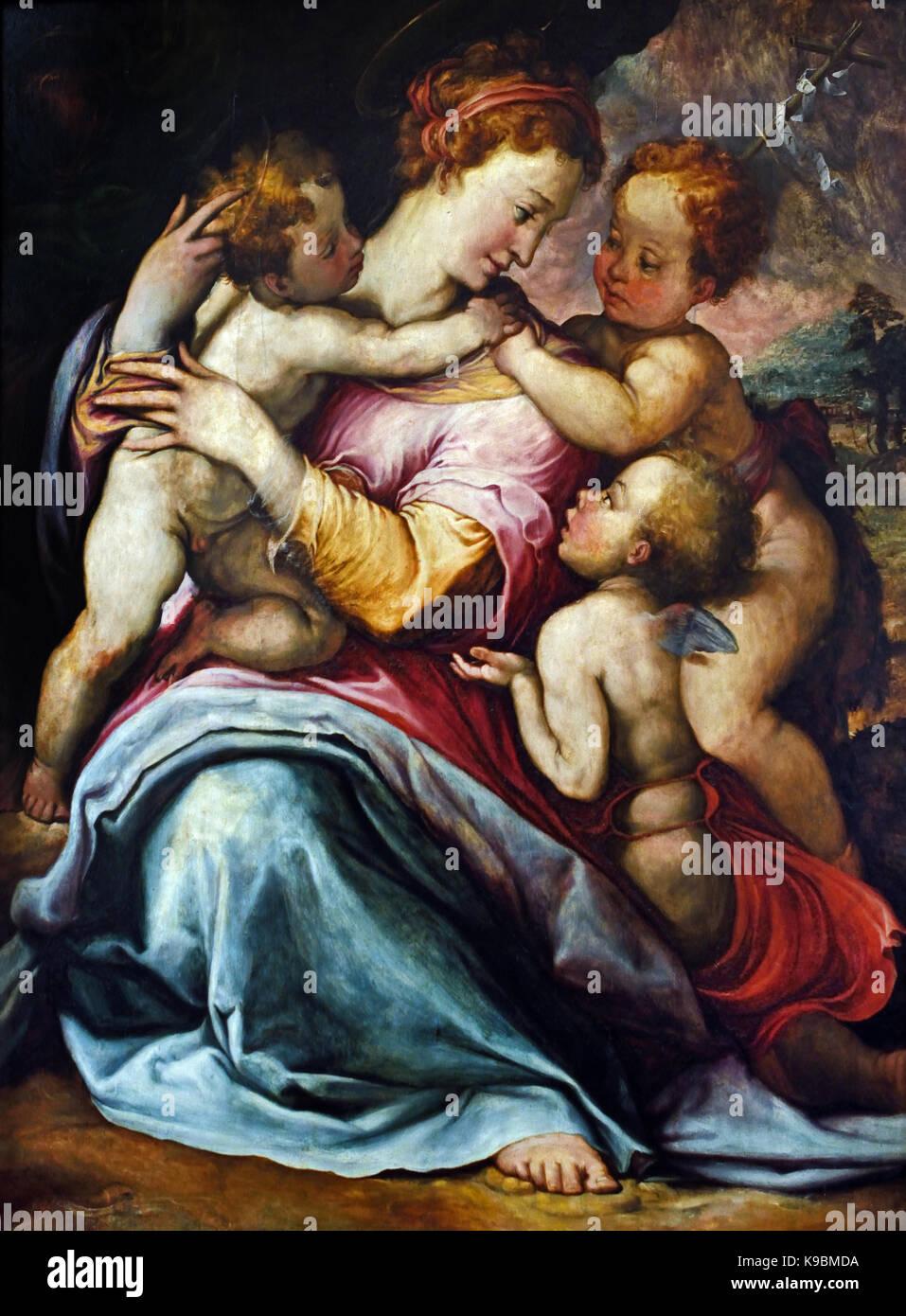 Madonna col bambino di Francesco de' Rossi (1510-1563) era un Fiorentino pittore manierista Galleria dell'Accademia di Firenze Italia Foto Stock