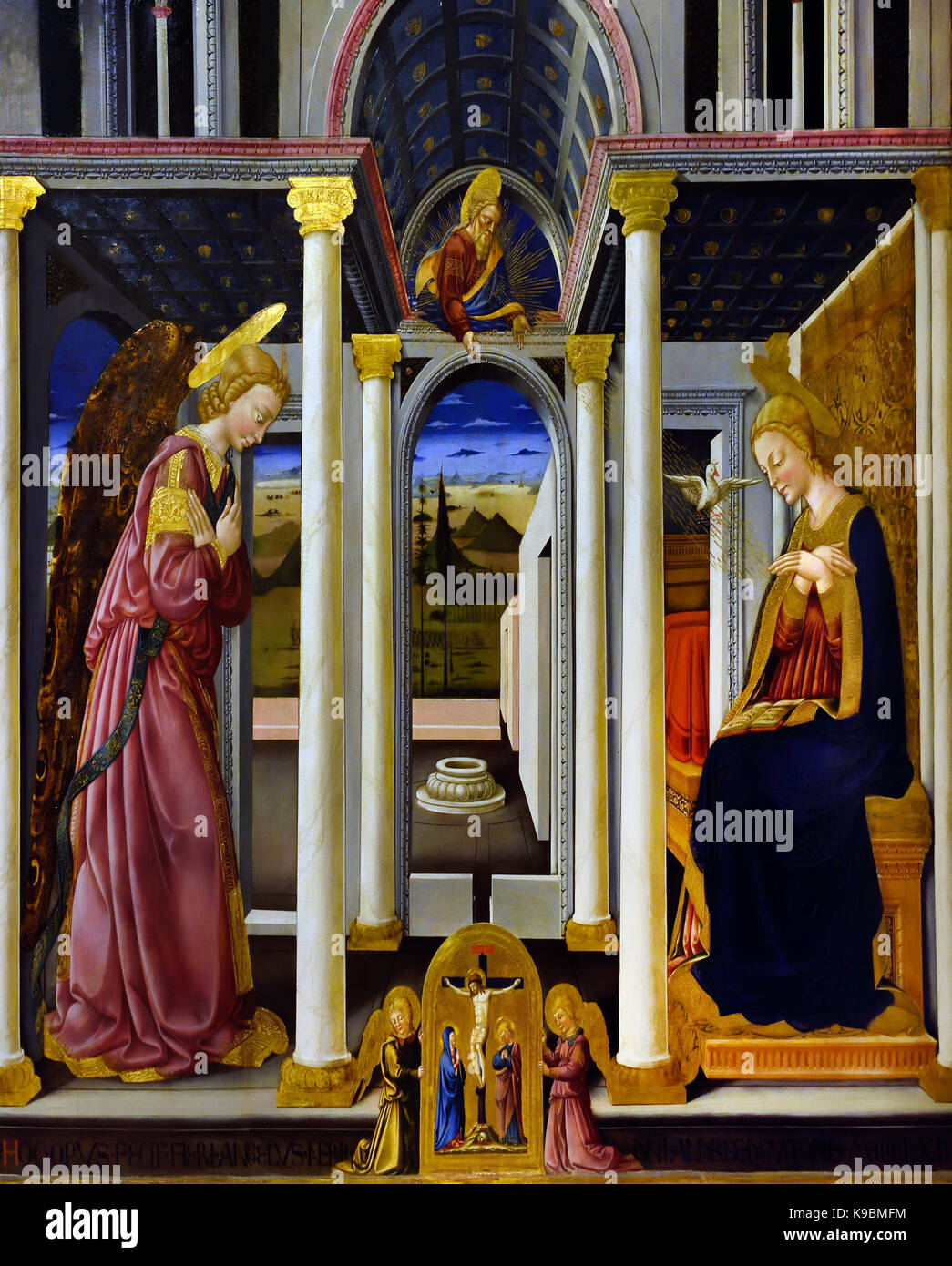 Annunciazione - Annunciazione di Neri di Bicci 1419-1491 la Galleria  dell'Accademia di Firenze, O Galleria dell'Accademia di Firenze Italia.  Annunciazione, Beata, Vergine Maria, l'annuncio da parte dell'angelo  Gabriele, Maria che avrebbe concepito,