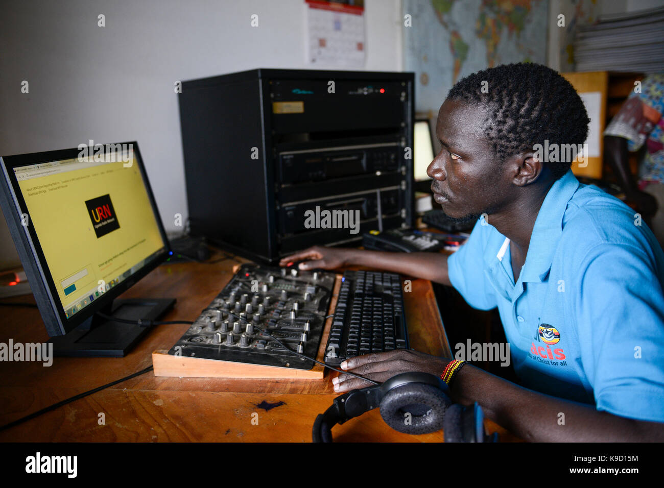 In Uganda, diocesi di Arua, Radio Pacis, News Room Foto Stock