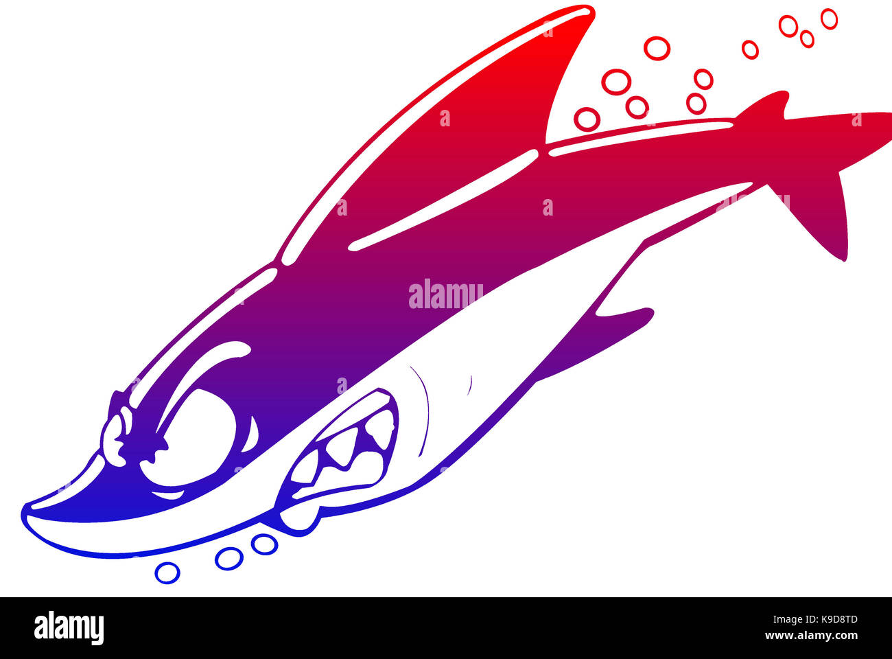 Cartoon Shark – illustrazione con sfondo bianco squalo cartoon – illustrazione con sfondo bianco Foto Stock