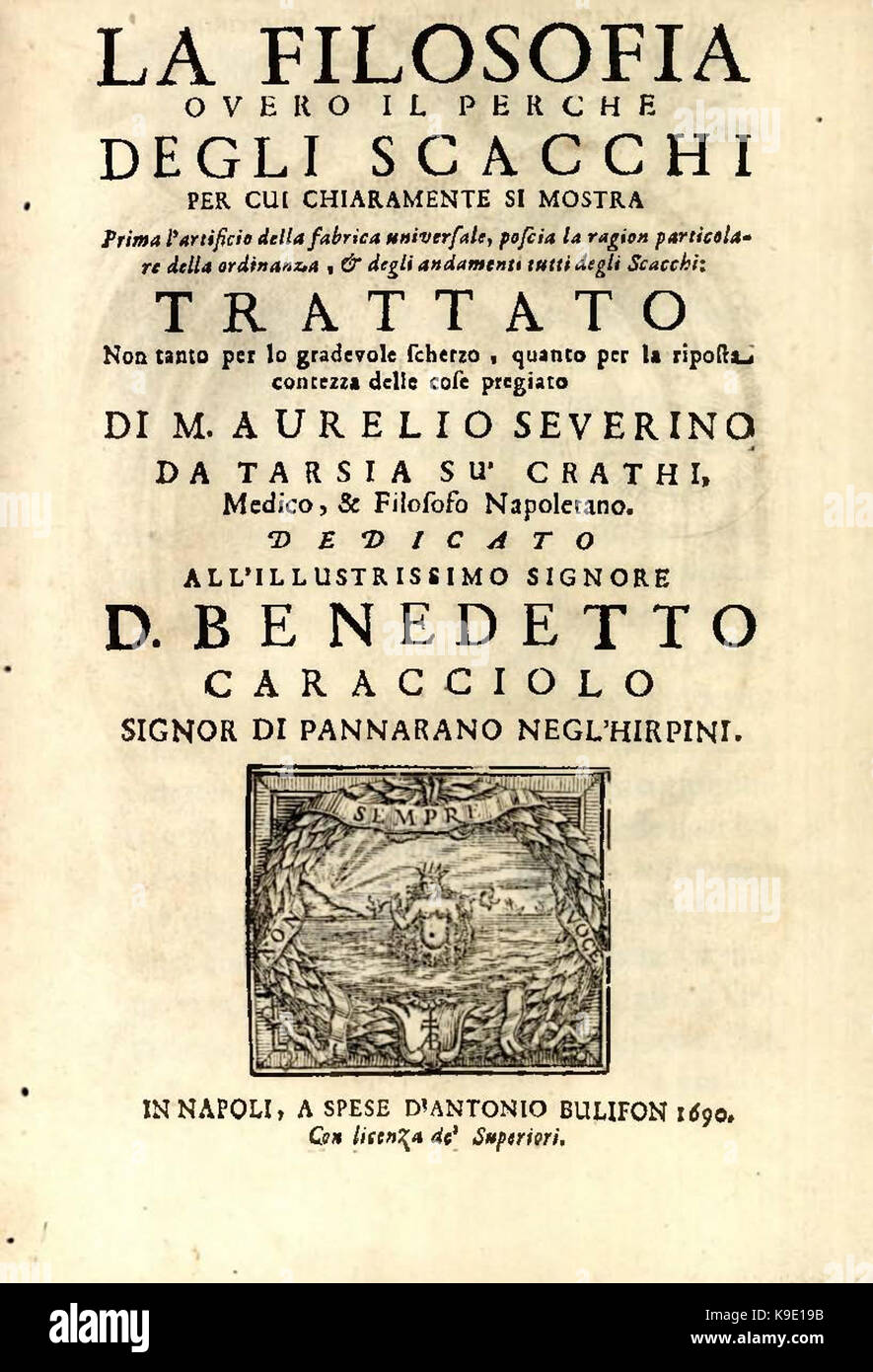 Marco Aurelio Severino La filosofia overo il perche degli scacchi 1690 007 Foto Stock