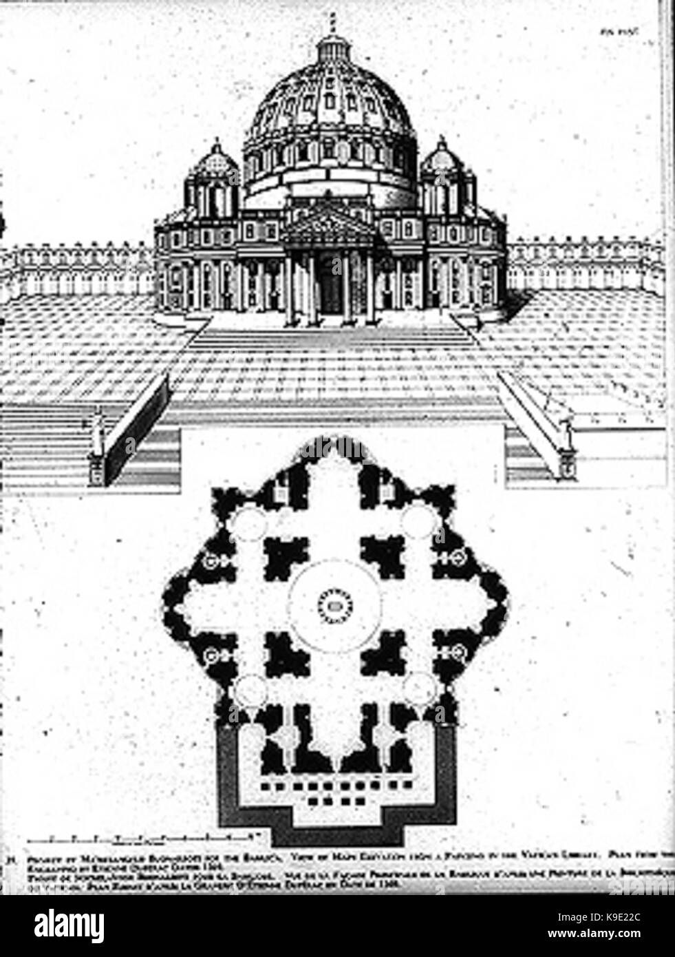 Michelangelo san pietro incisione duperac 1546 Foto Stock