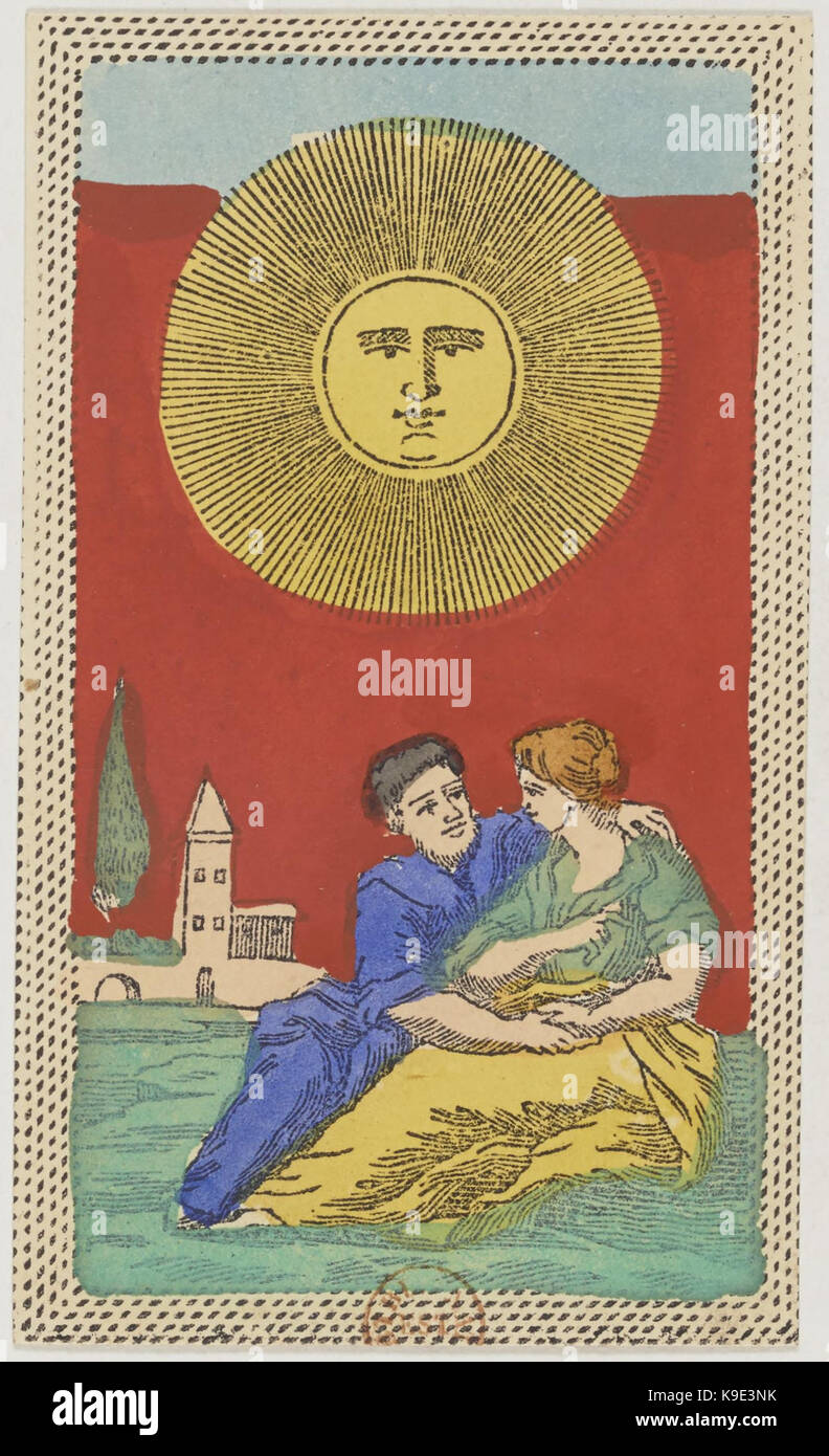 Minchiate mazzo di carte Firenze 1860 1890 trionfi 38 Il Sole Foto Stock