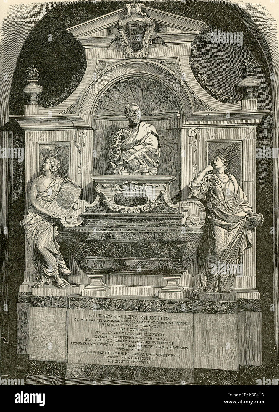 Monumento a Galileo Galilei nella chiesa di Santa Croce Foto Stock
