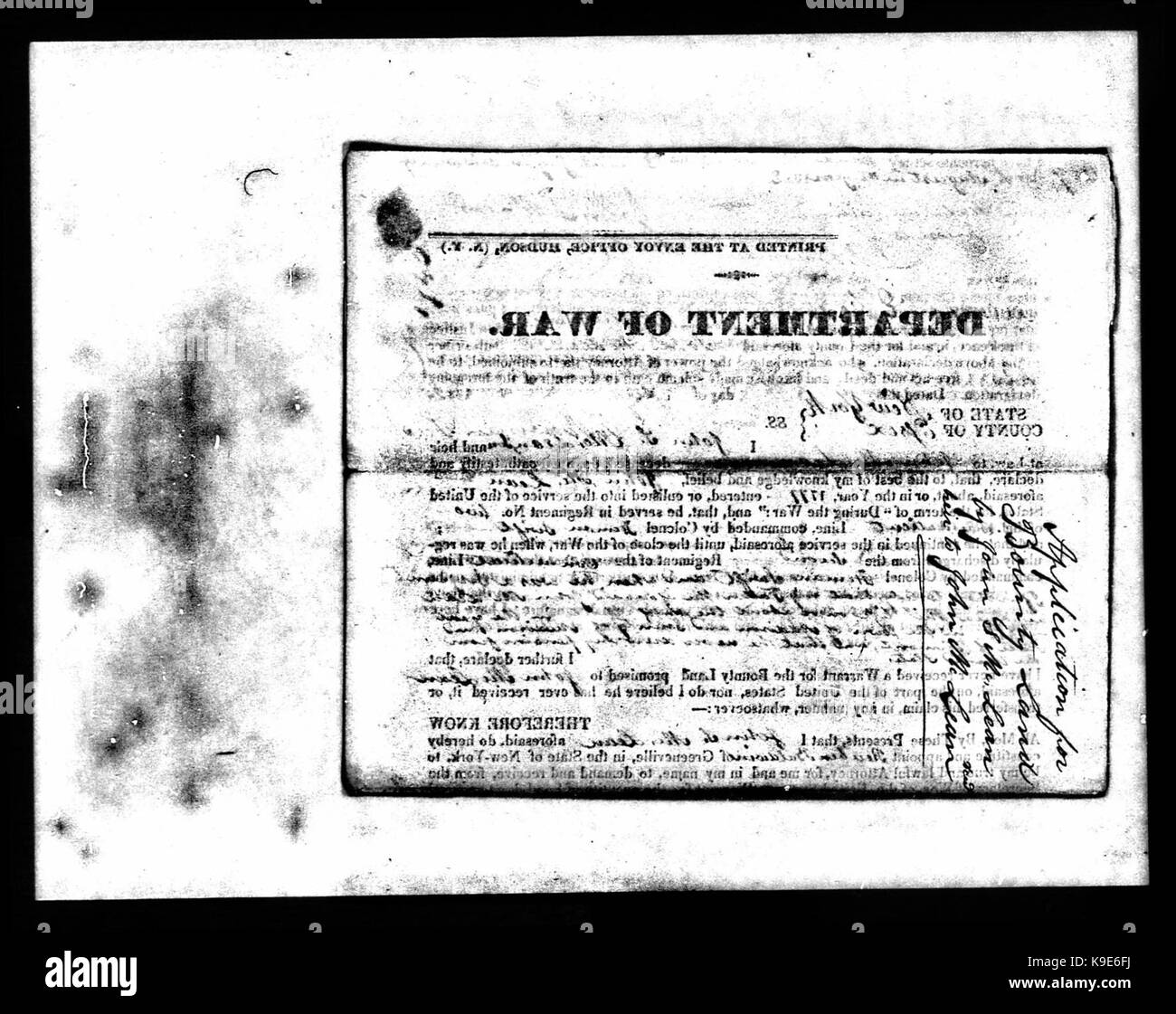 Offerto come prova del servizio di Giovanni Giacobbe e James McLean servire in guerra rivoluzionaria 1777 1783 sulla linea del Connecticut. Ci sono stati in 2nd, 6 reggimenti e abbiamo soggiornato per tutta la durata della guerra Foto Stock