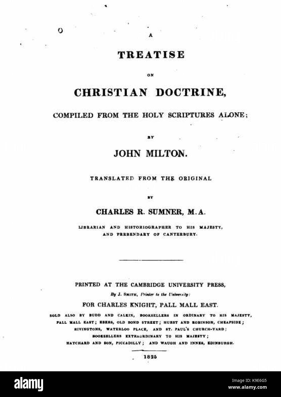 MiltonDeDoctrinaChristiana1825 Foto Stock