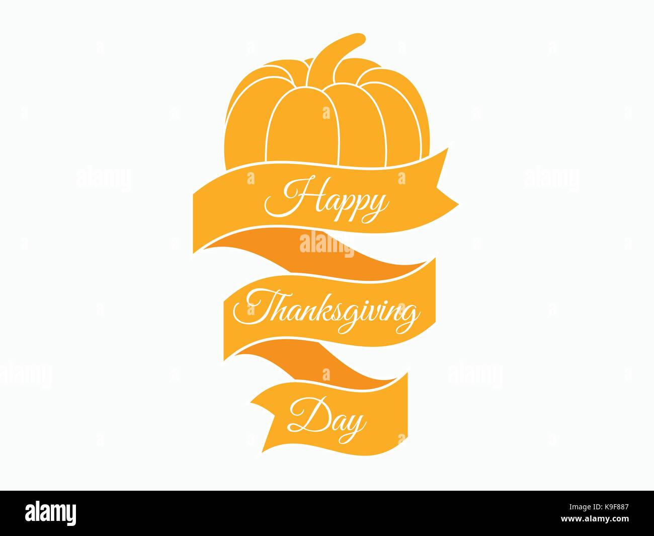 Felice giorno del ringraziamento, la zucca e il nastro. festive banner. illustrazione vettoriale Illustrazione Vettoriale