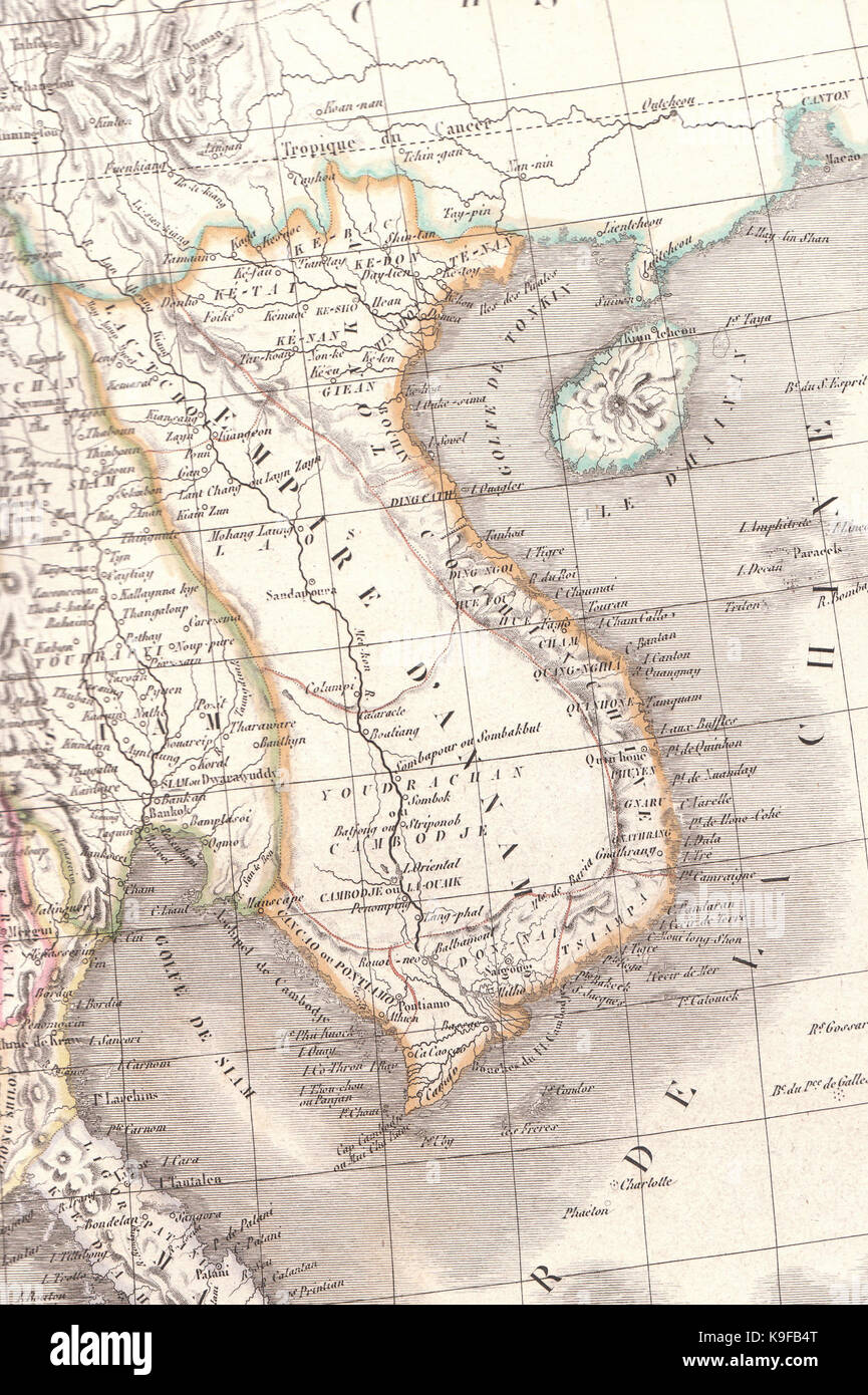 Mappa del Vietnam 1829 Foto Stock