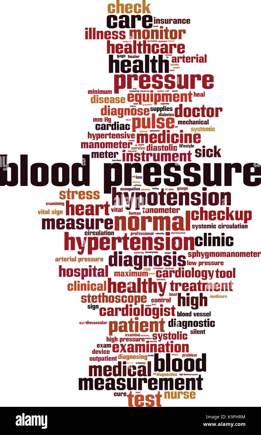 La pressione sanguigna parola concetto cloud. illustrazione vettoriale Illustrazione Vettoriale
