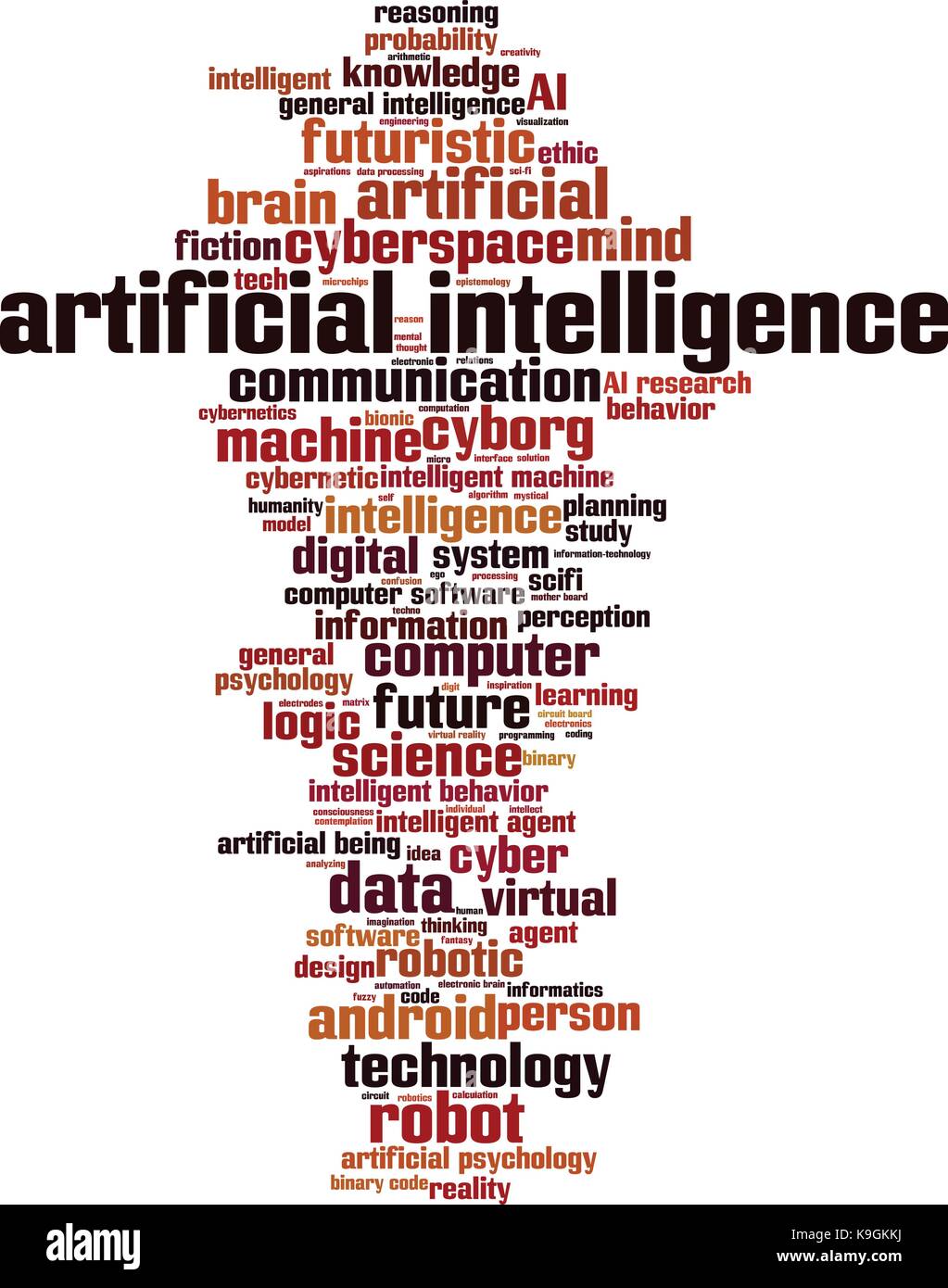 Artificial inteligence parola concetto cloud. illustrazione vettoriale Illustrazione Vettoriale